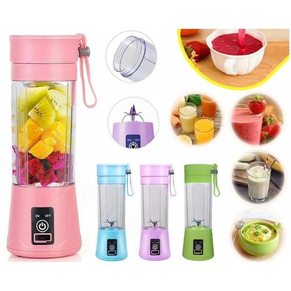 6-Blades Rechargeable Portable USB Electric Fruit Juicer Blender Travel Bottle