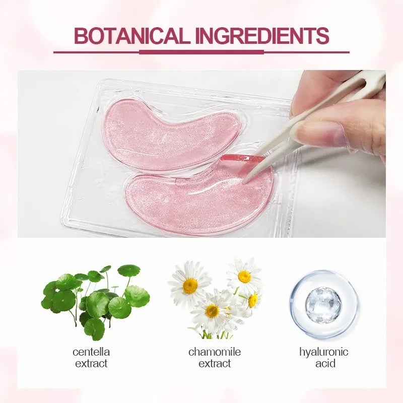 Pink Collagen Under Eye Patches Hyaluronic Acid Anti Ageing Vitamin C