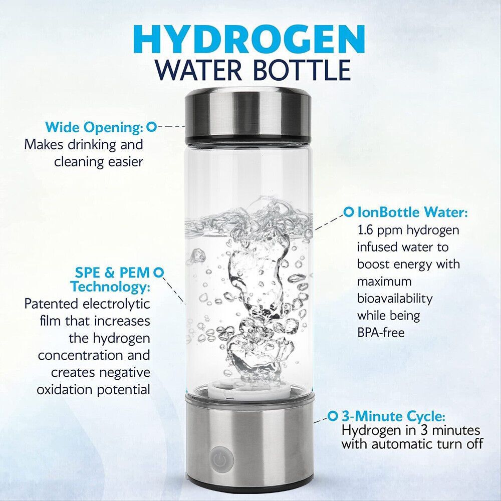450ml Hydrogen Water Bottle Alkaline Ionizer Rich Generator Machine