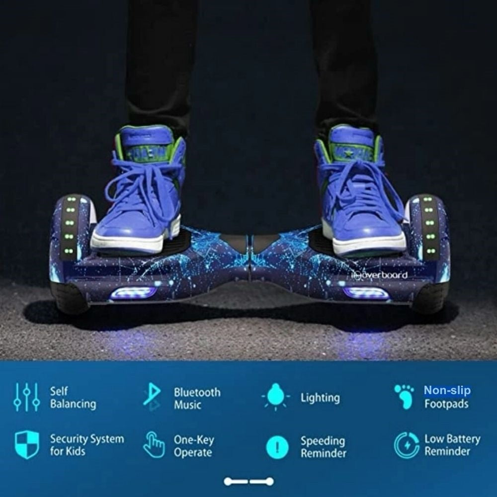 6.5inch Wheel Electric Self Balancing Hoverboard with LED Lights & Bluetooth Speakers - Blue Starry Sky
