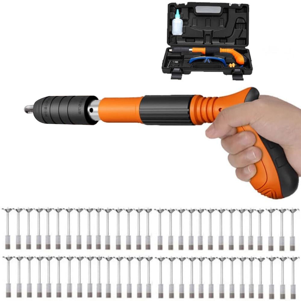 Portable Steel Nail Gun Adjustable Depth Control Lightweight w/ 50-100x Nails