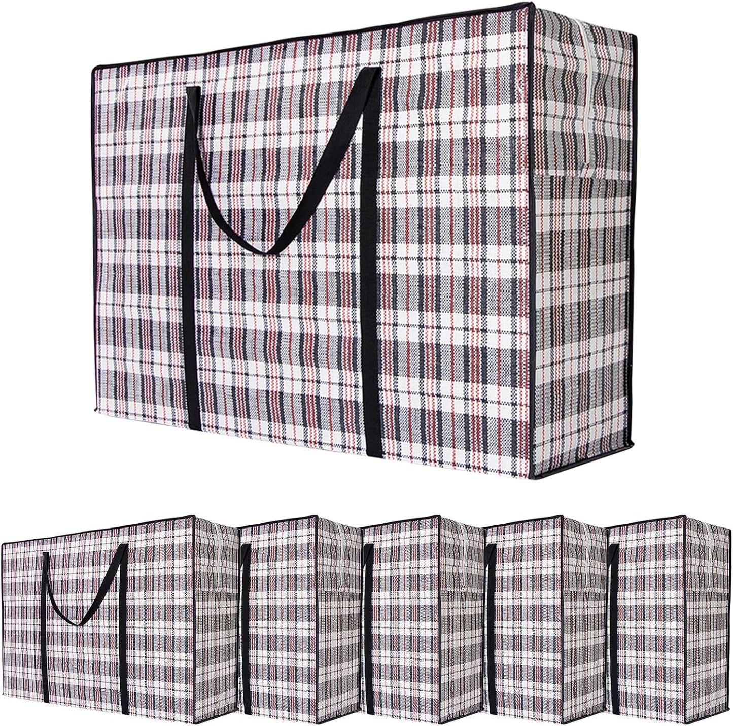 CARLA HOME 6 Pack Large Moving Storage Bags with Zipper & Handles for Clothes, Bedding, Blankets, Dorm & Travel (80x55x25cm)-2050057507983986688