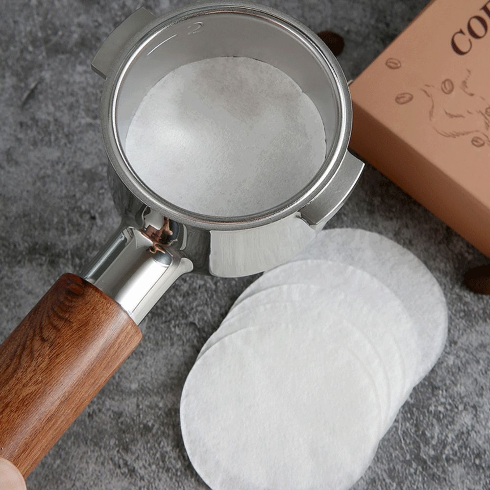 100PCS 51/53/58mm Coffee Machine Filter Paper Powder Round Raw Wood Breville