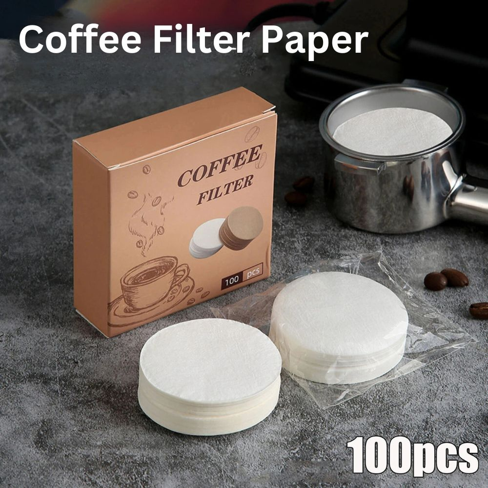 100PCS 51/53/58mm Coffee Machine Filter Paper Powder Round Raw Wood Breville
