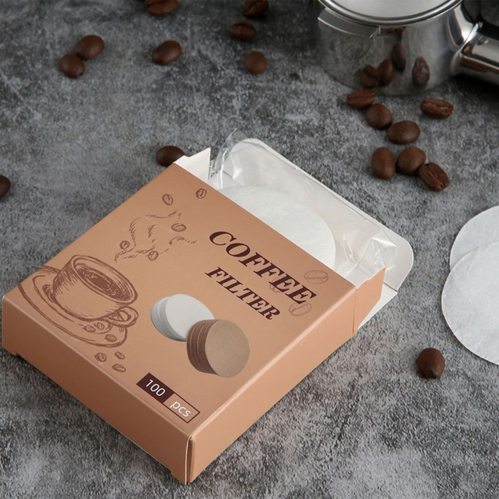100PCS 51/53/58mm Coffee Machine Filter Paper Powder Round Raw Wood Breville