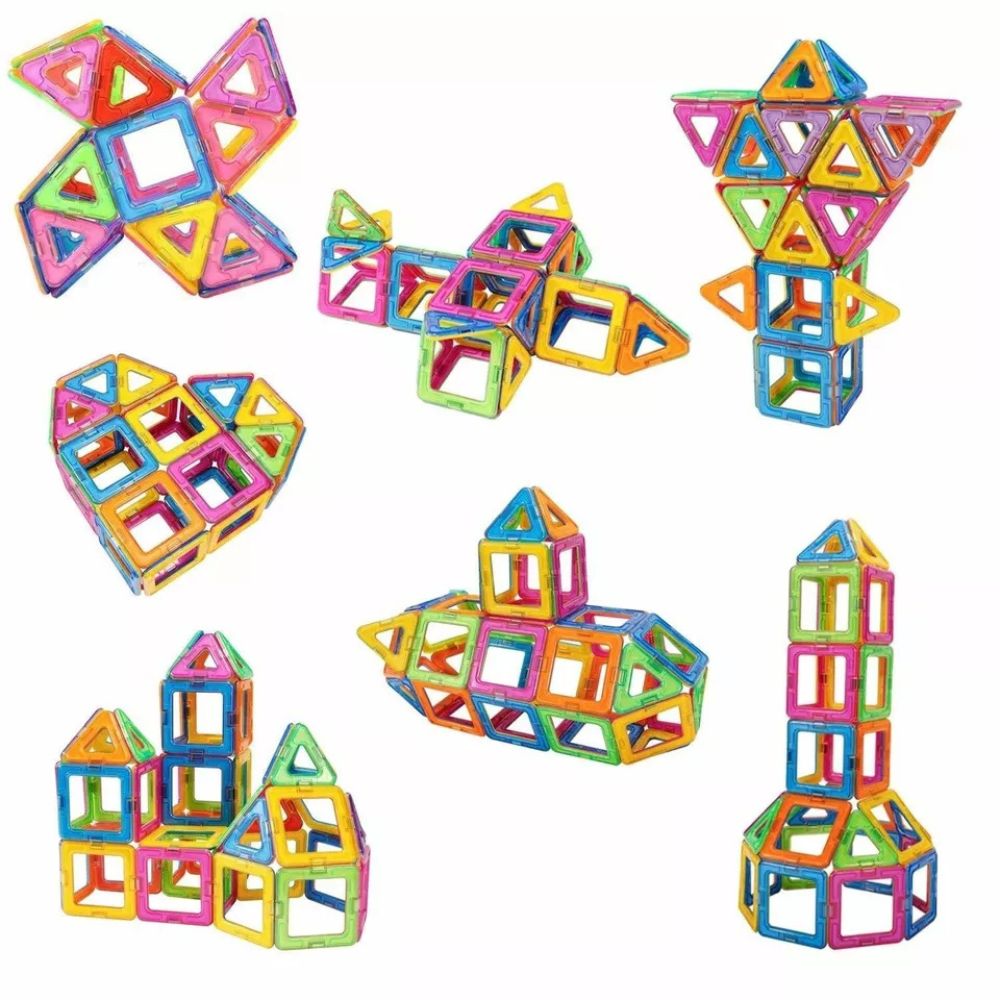 100 Piece Kids Magnetic Blocks Building Magnet Mini Tiles Kit Toys For Boy Girls