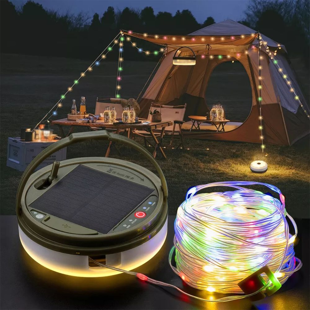 10M Portable Camping String Lights USB Rechargeable Lamps Waterproof Retractable
