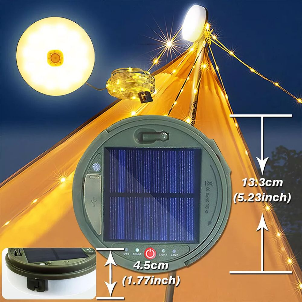 10M Portable Camping String Lights USB Rechargeable Lamps Waterproof Retractable