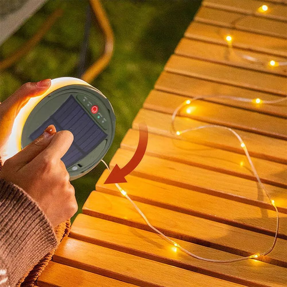 10M Portable Camping String Lights USB Rechargeable Lamps Waterproof Retractable