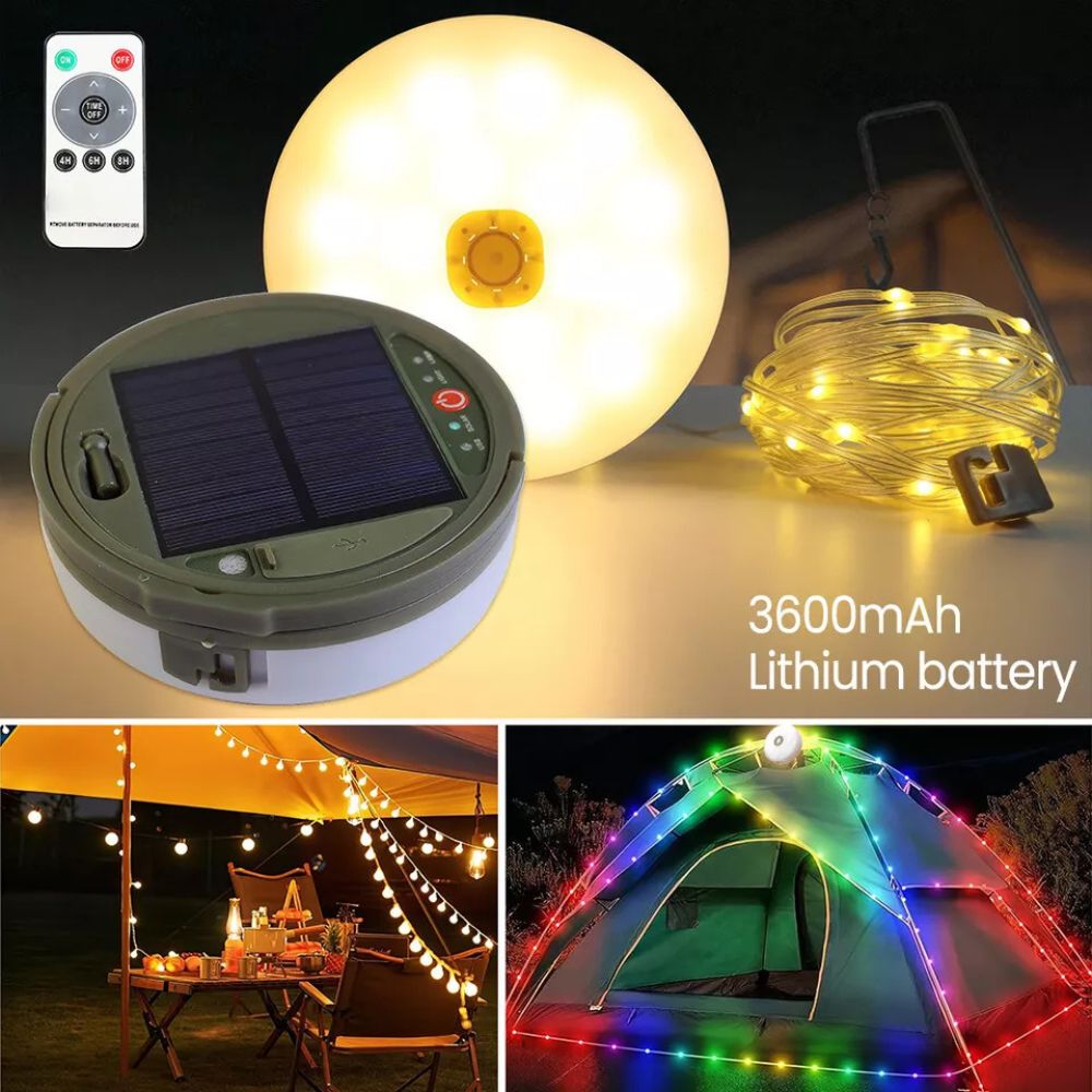 10M Portable Camping String Lights USB Rechargeable Lamps Waterproof Retractable