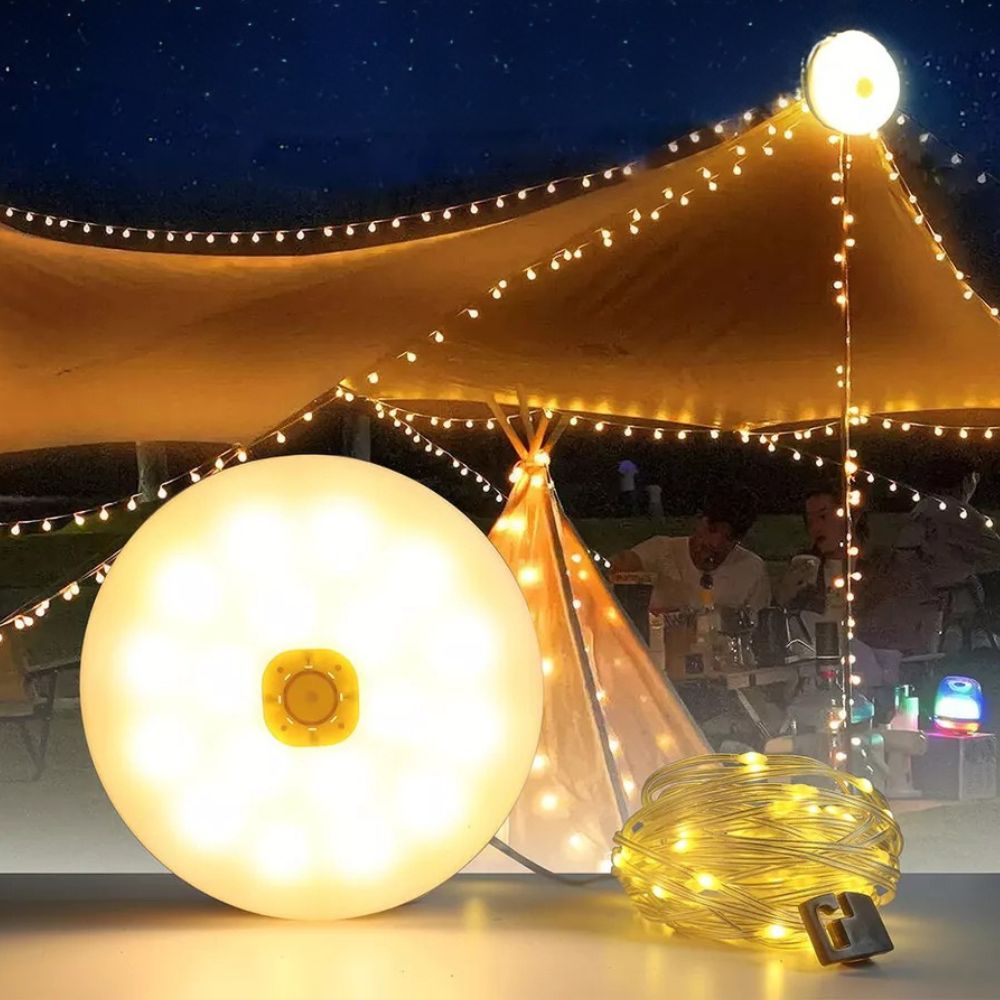 10M Portable Camping String Lights USB Rechargeable Lamps Waterproof Retractable