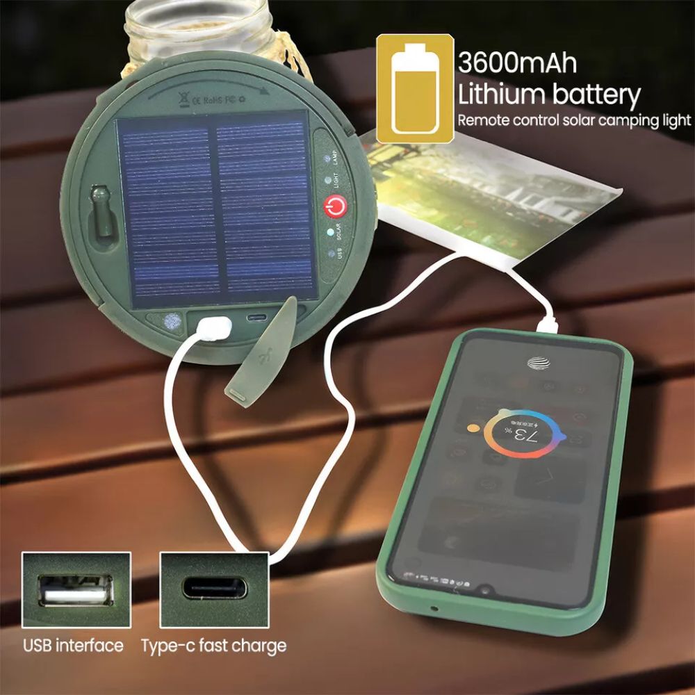 10M Portable Camping String Lights USB Rechargeable Lamps Waterproof Retractable