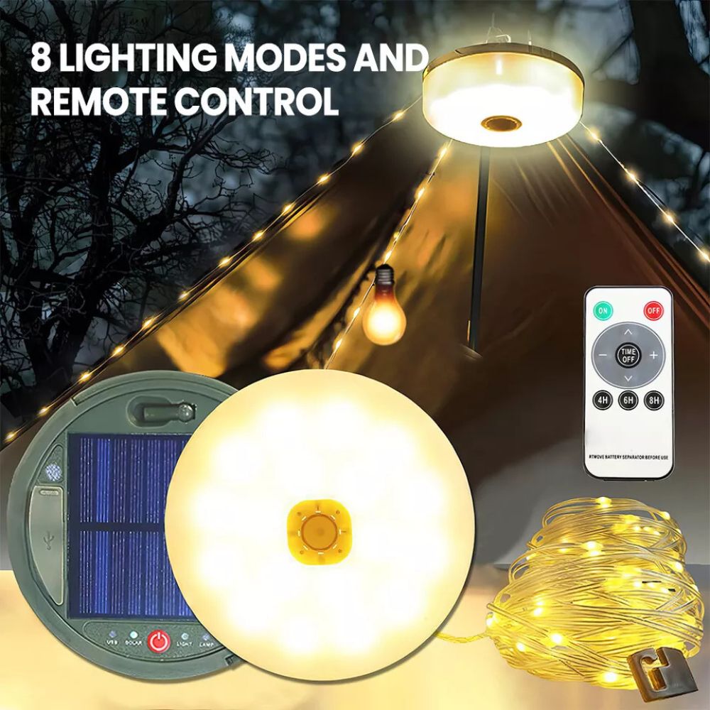 10M Portable Camping String Lights USB Rechargeable Lamps Waterproof Retractable