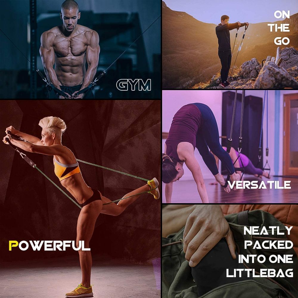11PCS Latex Yoga Strap Elastic Resistance Bands Exercise Home Gym Tube Fitness