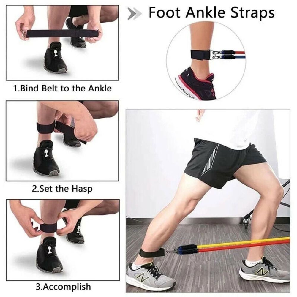 11PCS Latex Yoga Strap Elastic Resistance Bands Exercise Home Gym Tube Fitness