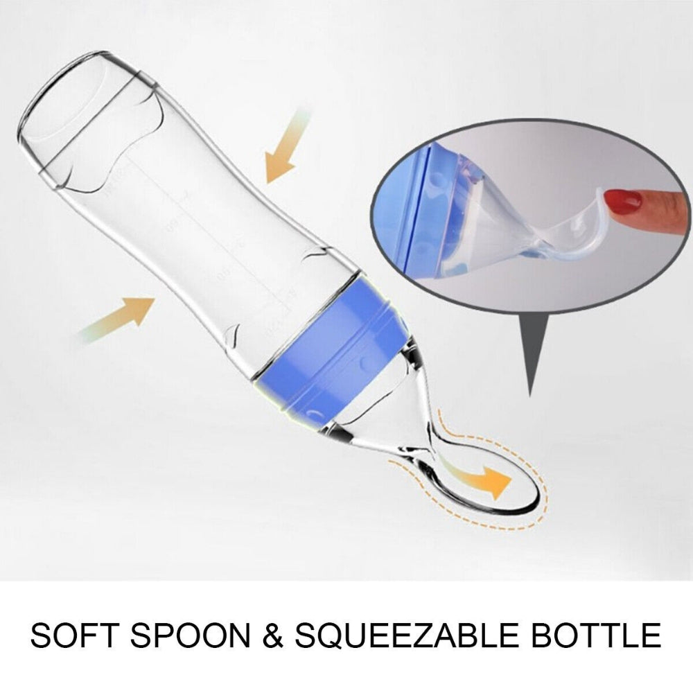 120ml Baby Spoon Feeder Kids Squeeze Feeding Bottle Silicone Food Rice Cereal Milk
