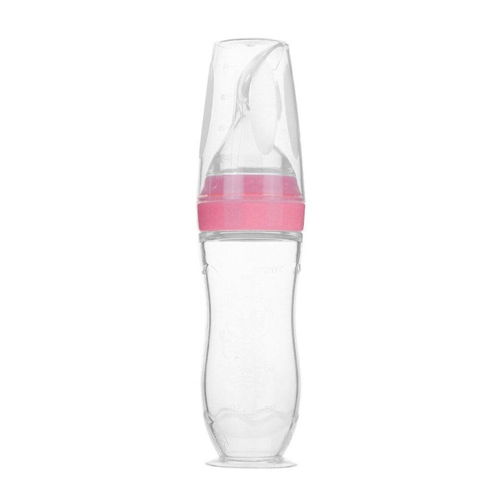 120ml Baby Spoon Feeder Kids Squeeze Feeding Bottle Silicone Food Rice Cereal Milk