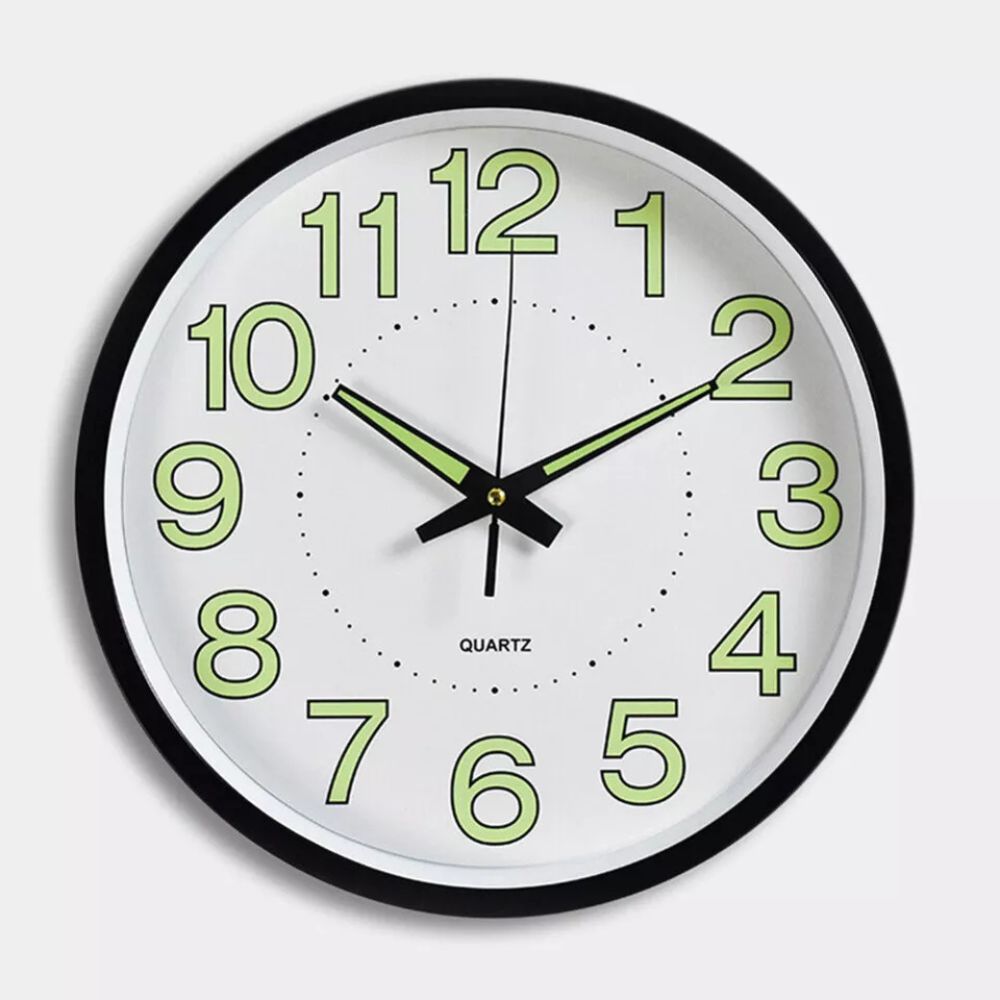 12'' Luminous Wall Clock Glow In The Dark Home Modern Clock Silent Quartz Indoor