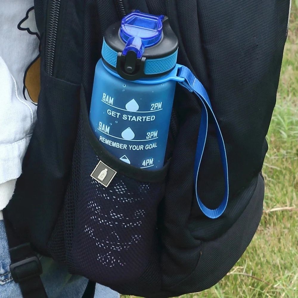 1L Water Bottle Flask Motivational Drink With Time Markings BPA Free Sport Gym