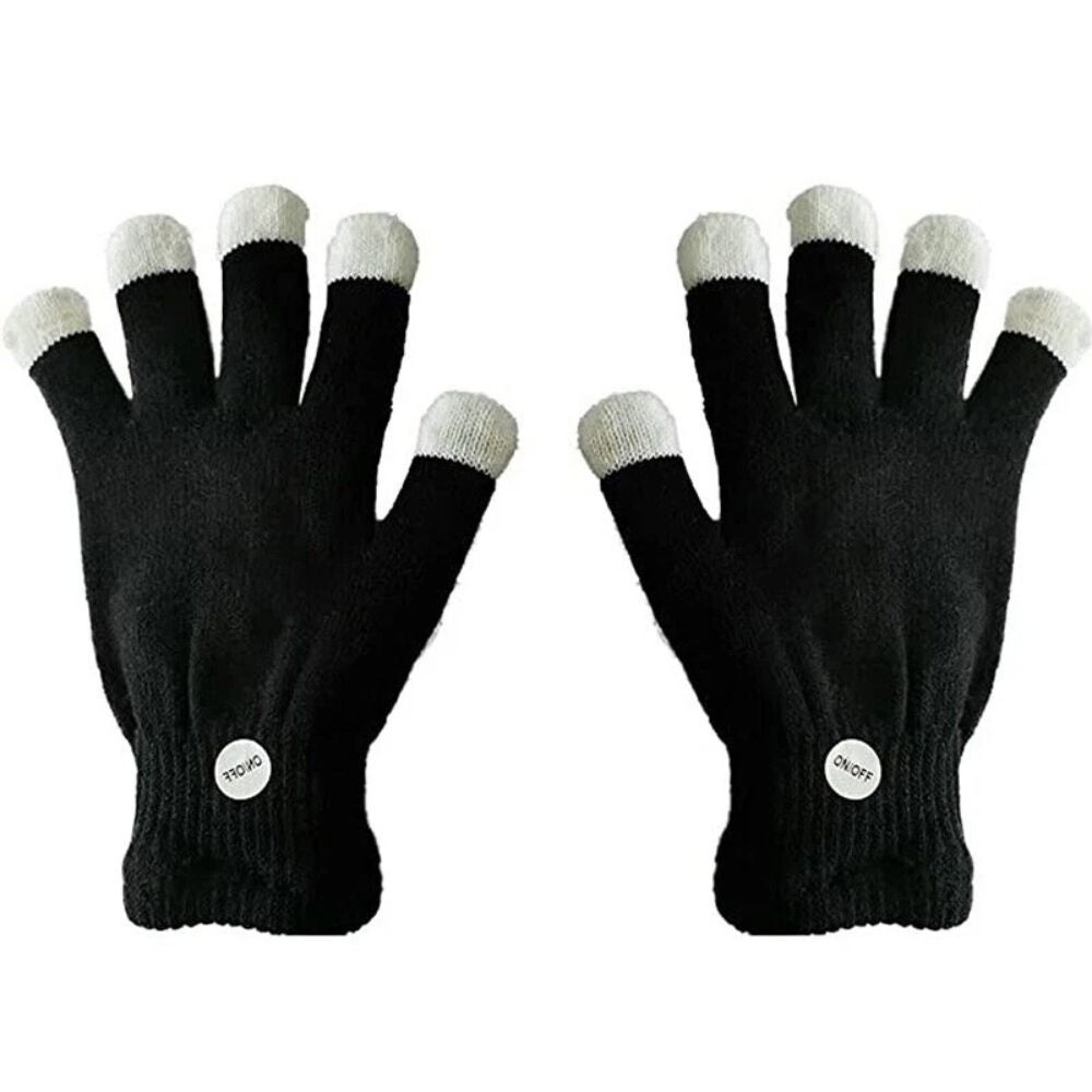 1Pair Rainbow Flow LED Light Glove Black Rave Party Glow Games Night Mode