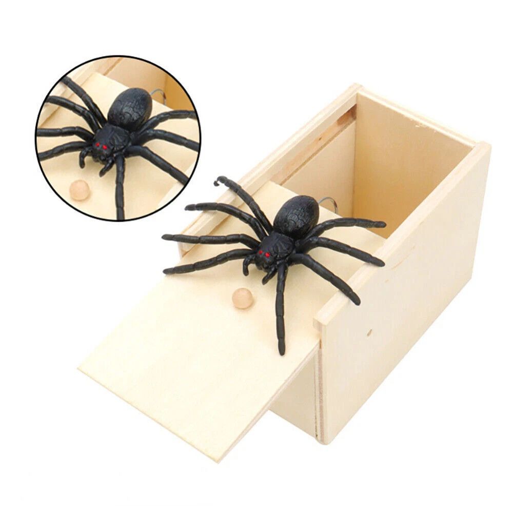 1/3/5PCS Spider Box Prank Toy Trick Wooden Scare Box Toy-Trick Scary Halloween Props