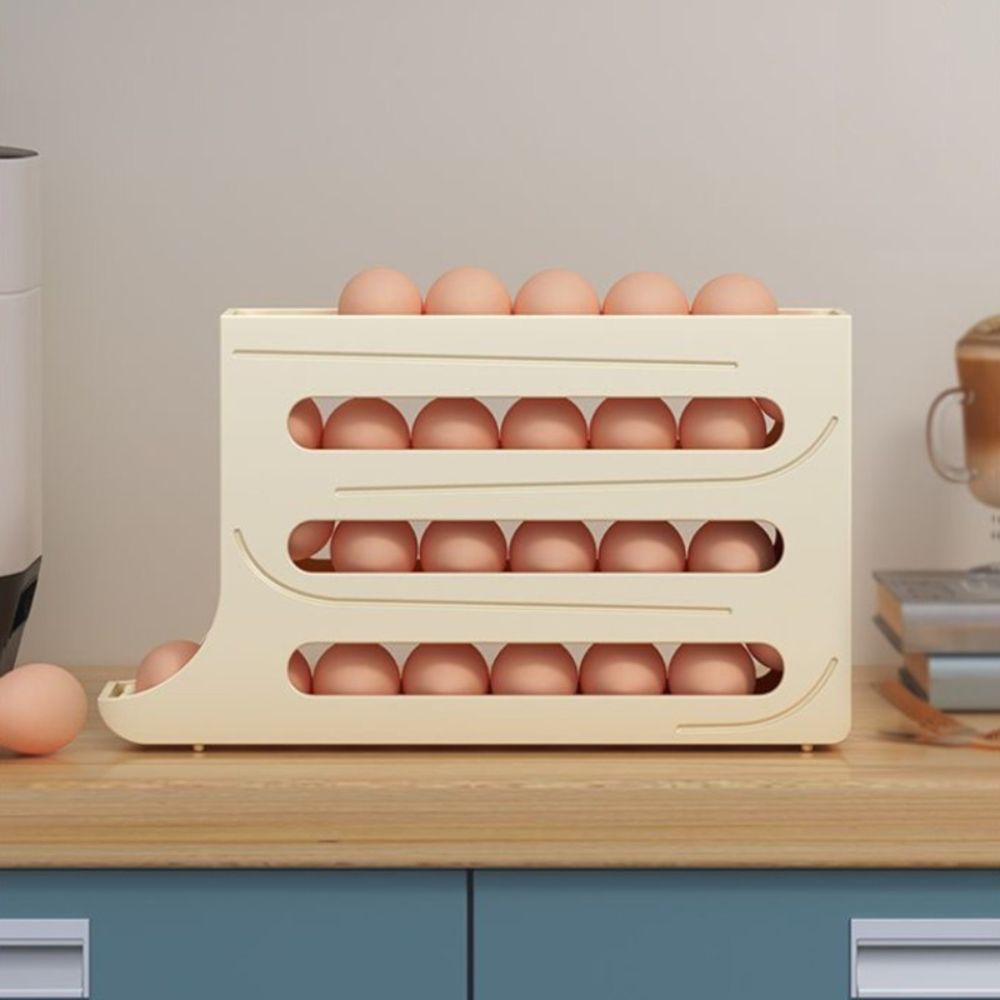 2/4-Tier Automatic Scrolling Egg Rack Holder Storage Box Refrigerator Container