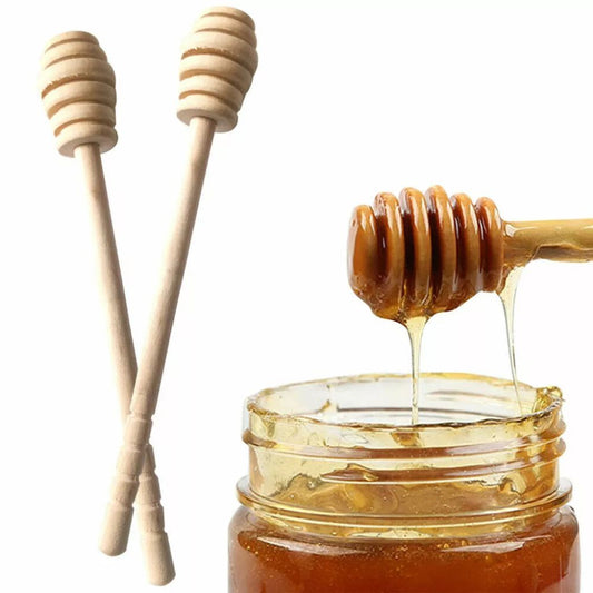 2PCS 16cm Long Wooden Honey Jam Dipper Wood Stirring Rod Stick Syrup Spoon