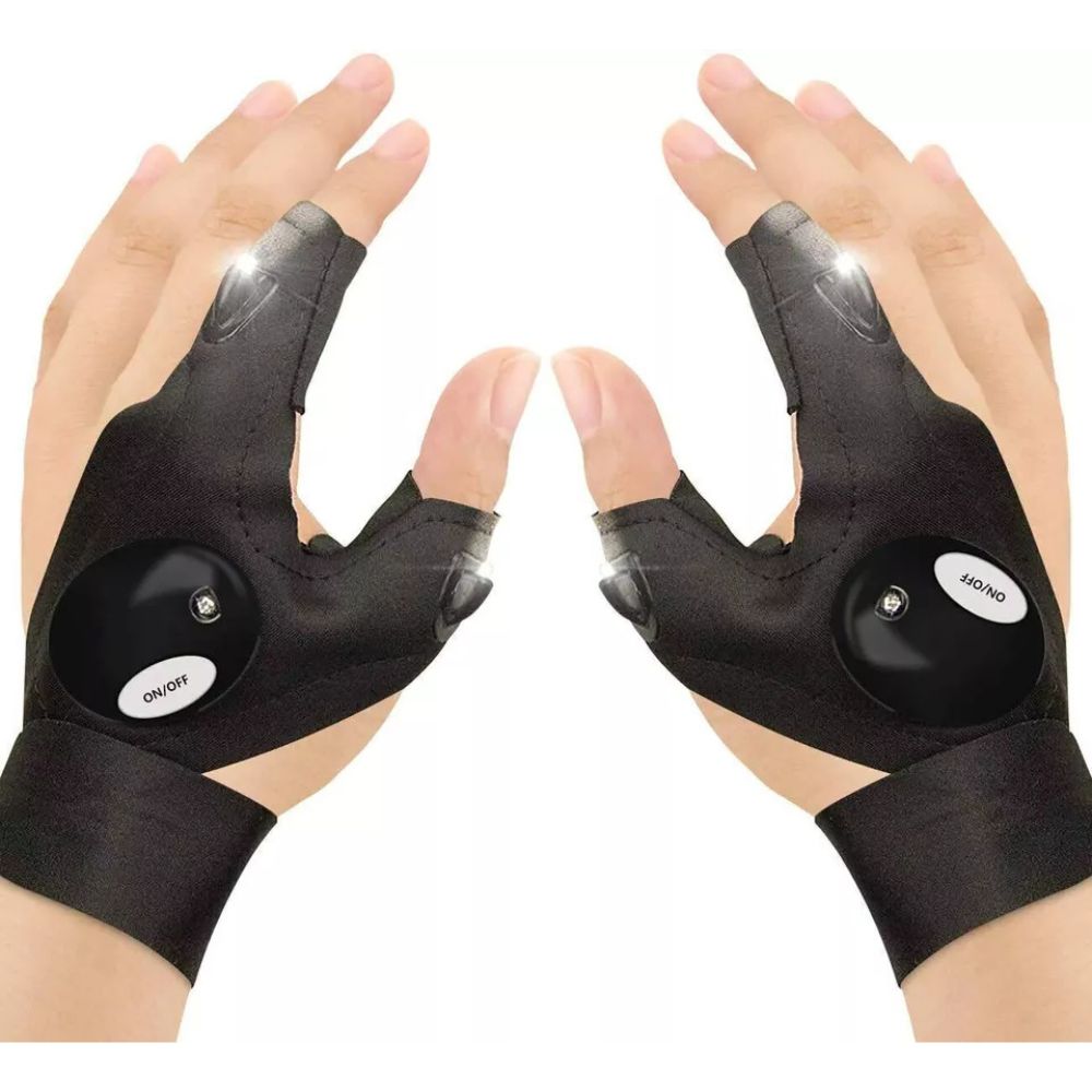 2X Outdoor Finger Glove w/ LED Light Flashlight Gloves Gear Rescue Night Fishing