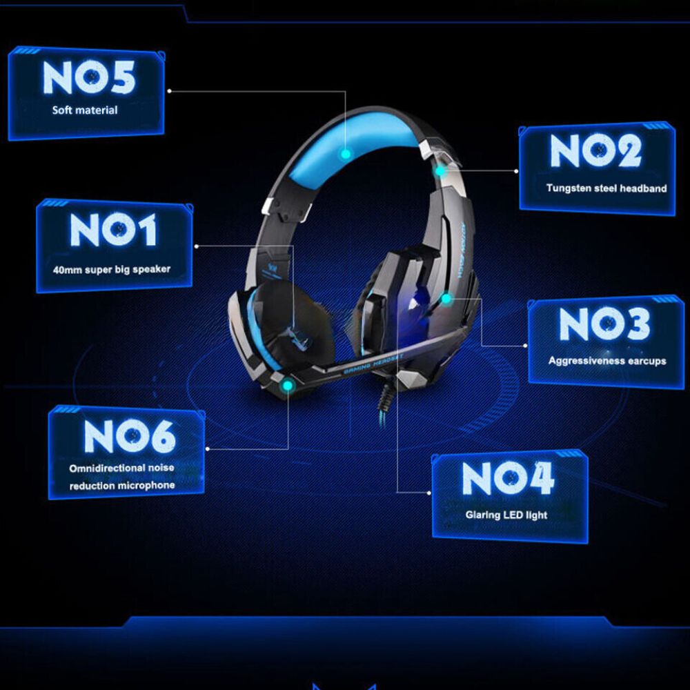 3.5mm Gaming Headset MIC LED Headphones Surround for PC PS4 Xbox One Mac Laptop