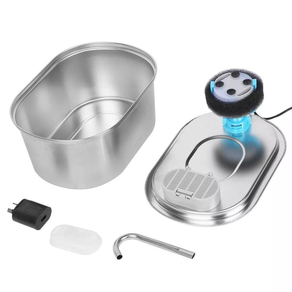 304 Stainless Steel Pet Water Fountain Dog Cat Drinking Dispenser Filter Feeder