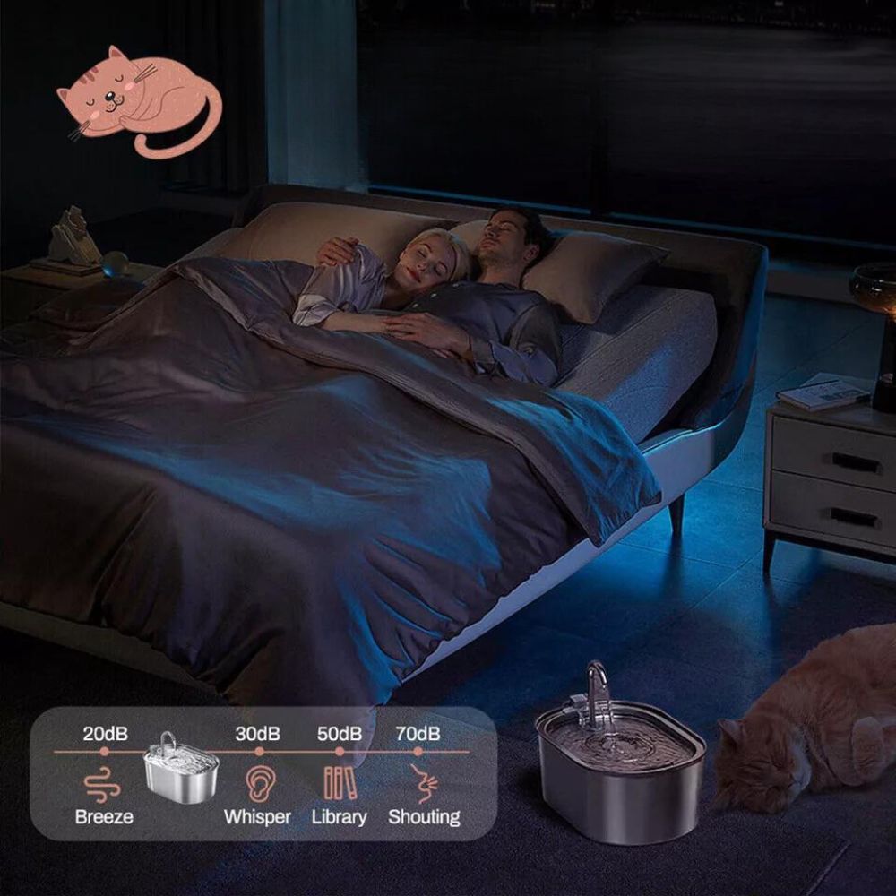 304 Stainless Steel Pet Water Fountain Dog Cat Drinking Dispenser Filter Feeder