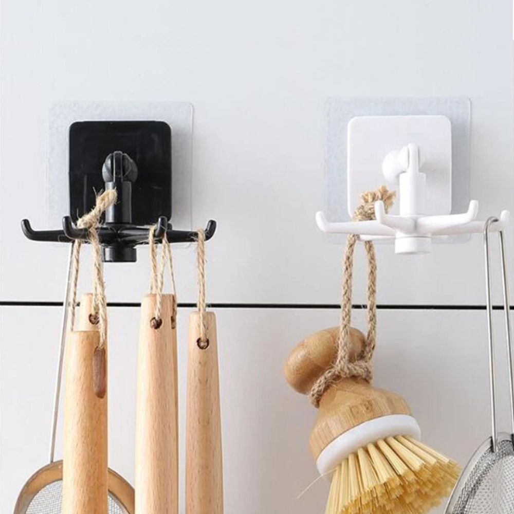 360°6 Hook Rack Holder Under Shelf Kitchen Utensil Organiser Wall Hook Hanging