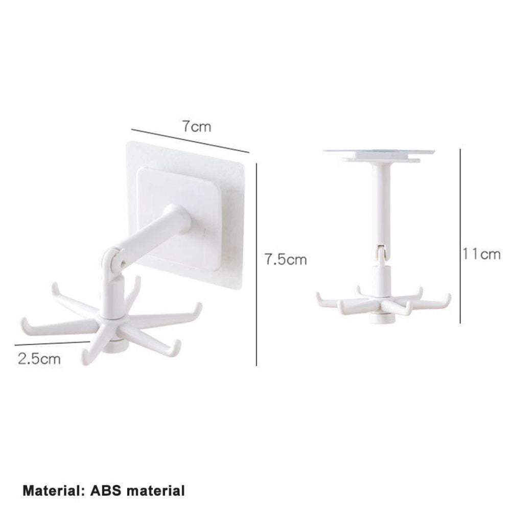360°6 Hook Rack Holder Under Shelf Kitchen Utensil Organiser Wall Hook Hanging