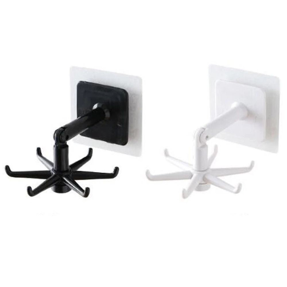 360°6 Hook Rack Holder Under Shelf Kitchen Utensil Organiser Wall Hook Hanging