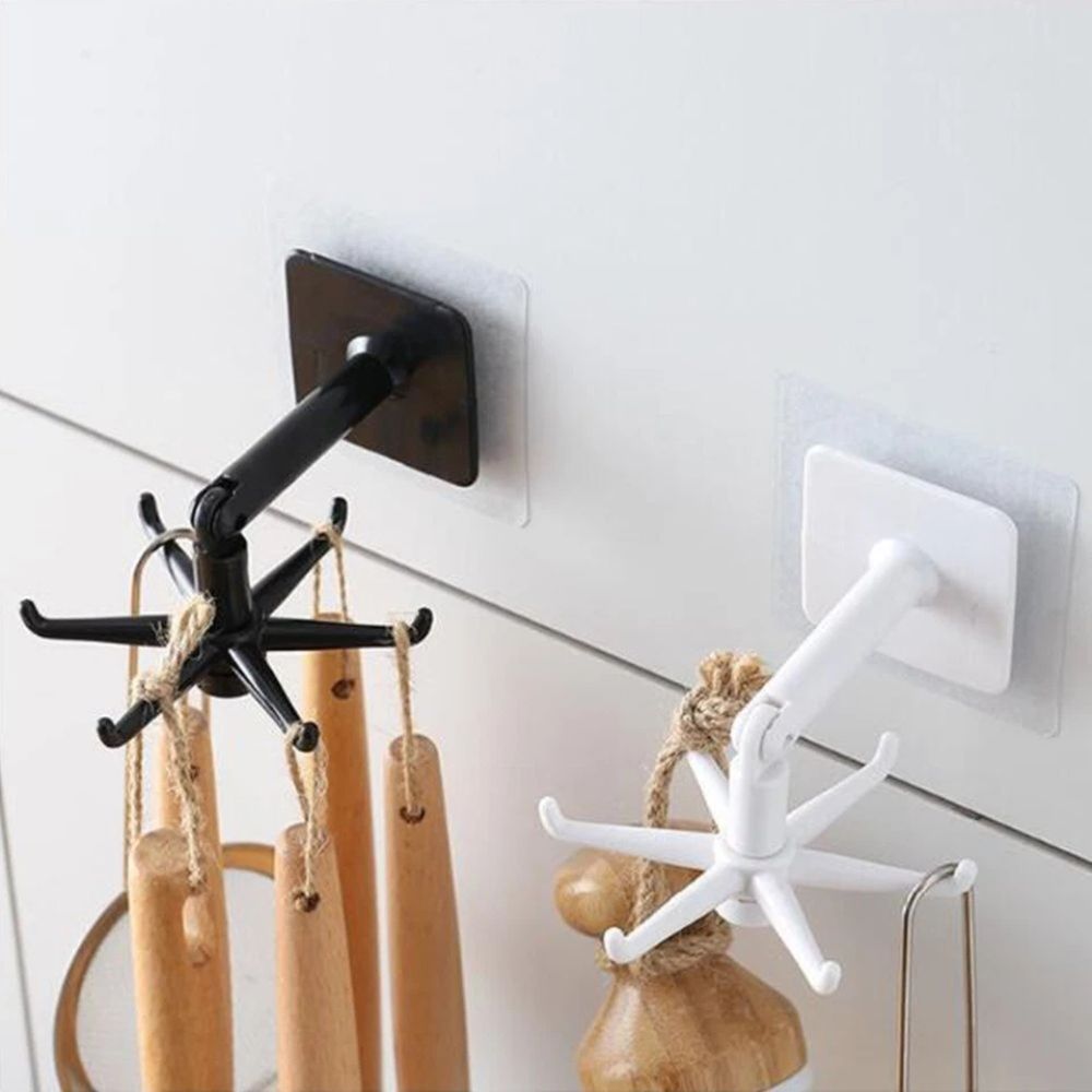 360°6 Hook Rack Holder Under Shelf Kitchen Utensil Organiser Wall Hook Hanging