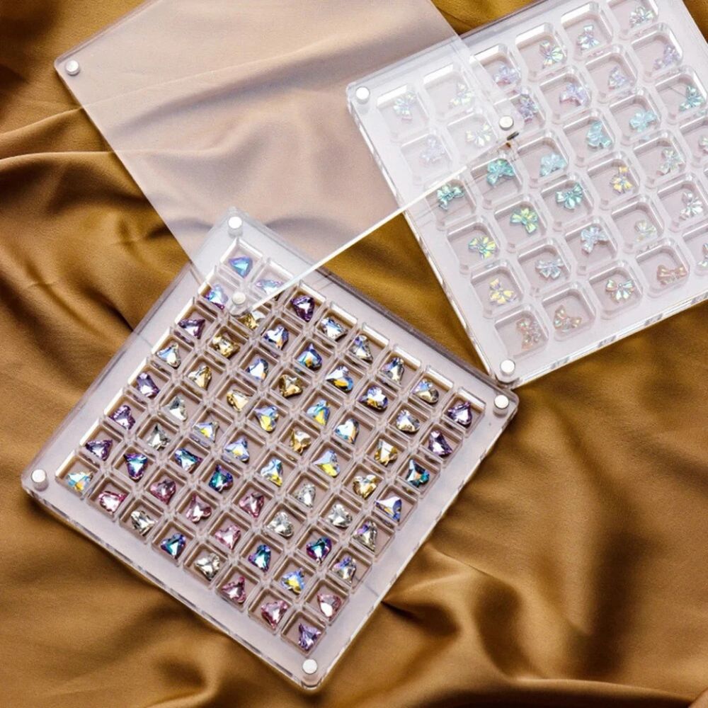 36/64/100Grids Acrylic Magnetic Seashell Display Box Seashell Display Organiser