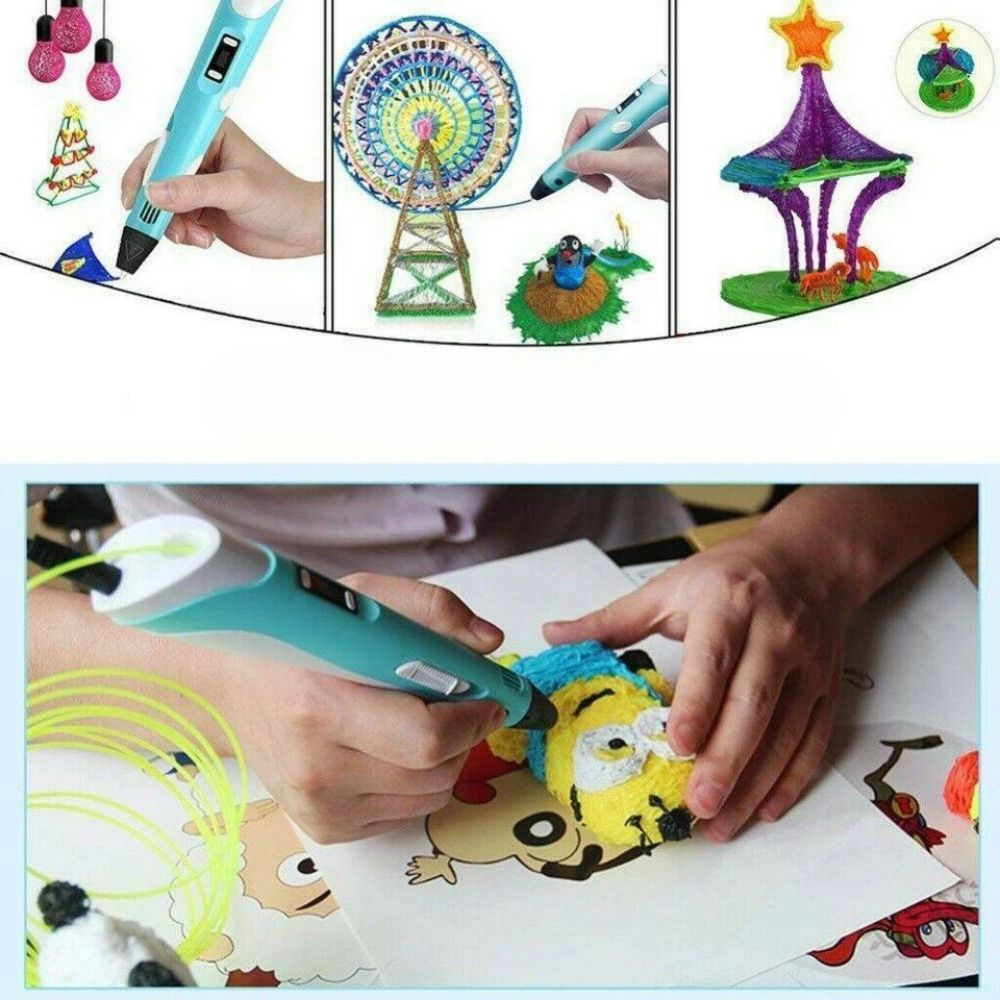 3D Printing Pen Set 12 Colours Doodle Printer Drawing PLA Filament Gift For Kids