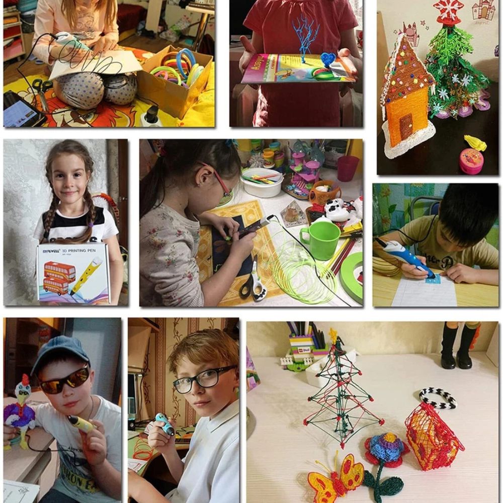 3D Printing Pen Set 12 Colours Doodle Printer Drawing PLA Filament Gift For Kids