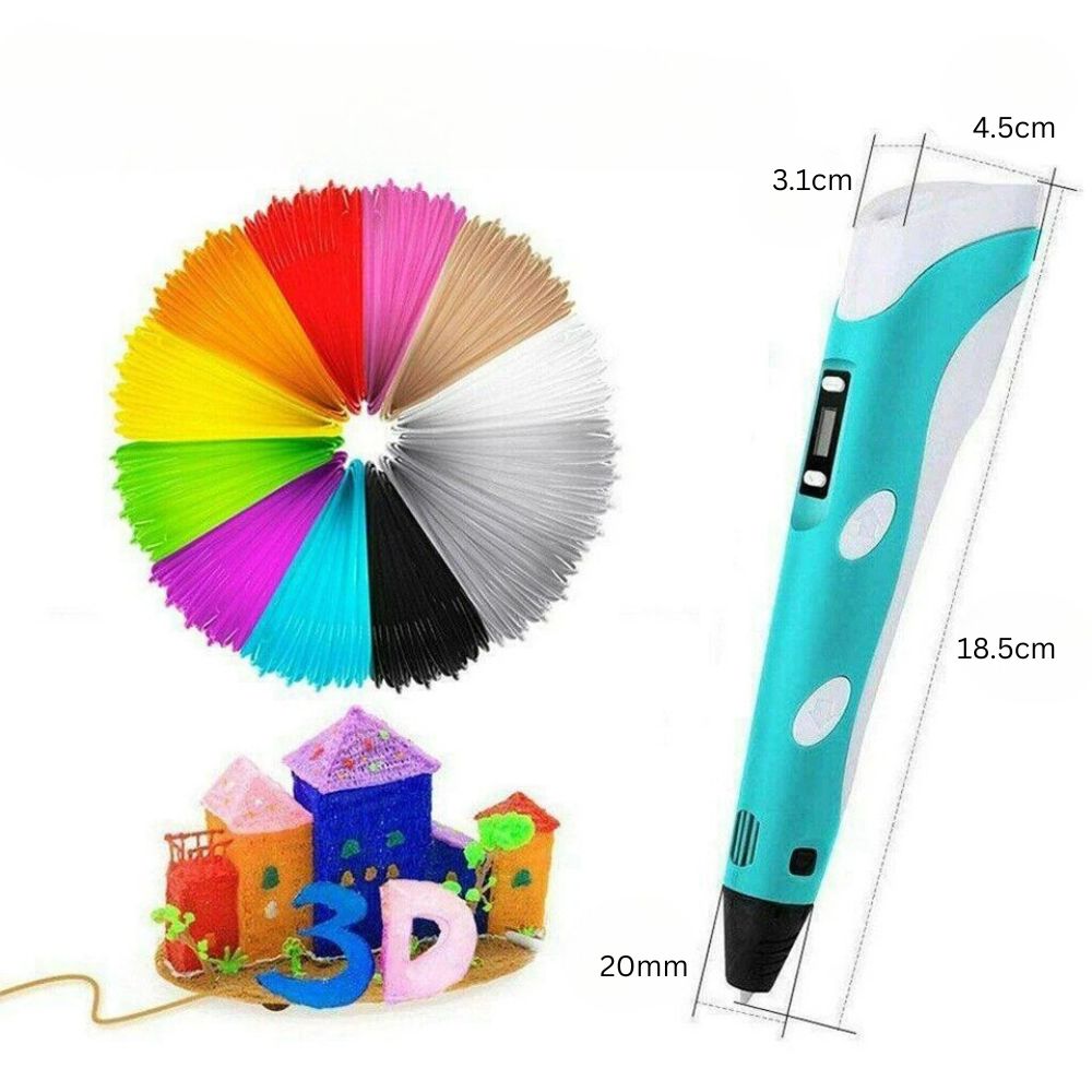 3D Printing Pen Set 12 Colours Doodle Printer Drawing PLA Filament Gift For Kids