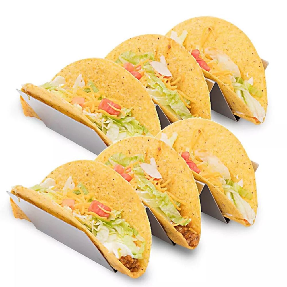 3 Slots Stainless Steel Taco Shell Holder Tray Rack Holds Kitchen Stainless Steel Tray Rack Tortilla Stand