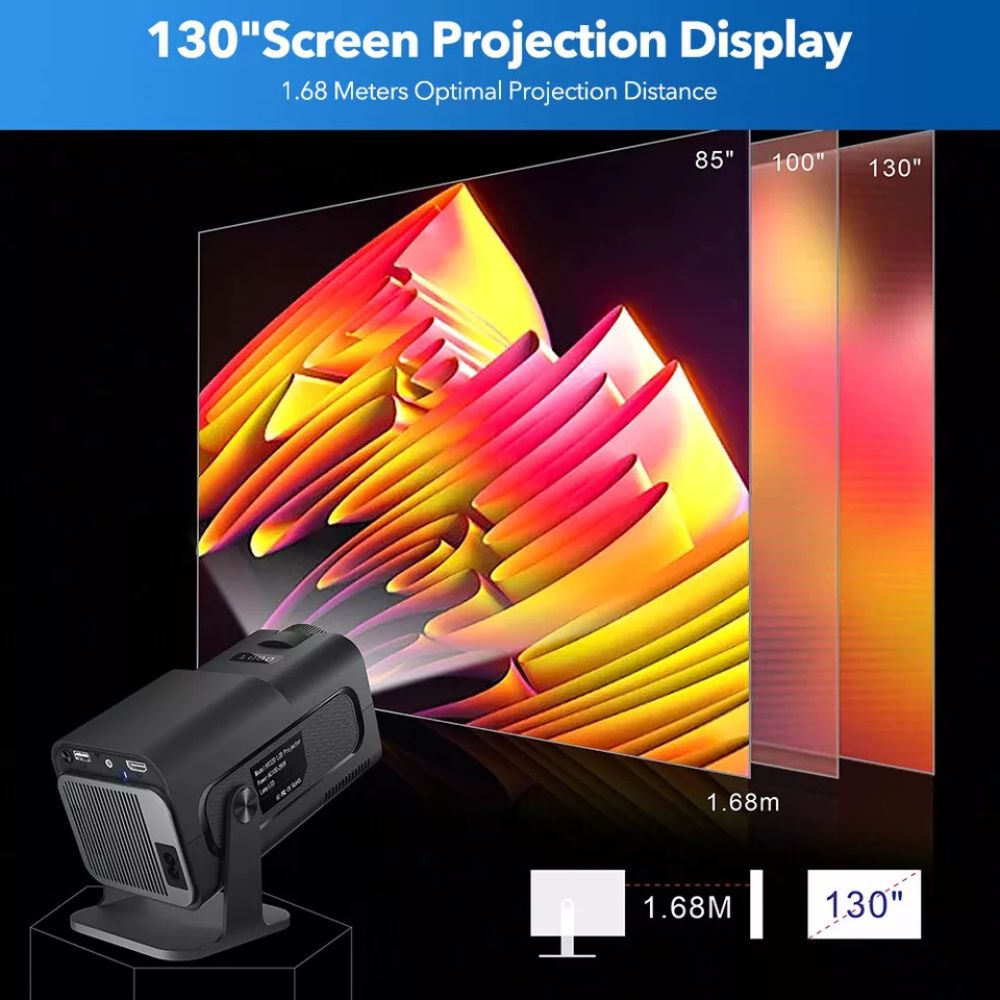 4K 1080P Smart Projector Mini Portable LED Wifi Bluetooth Android Home