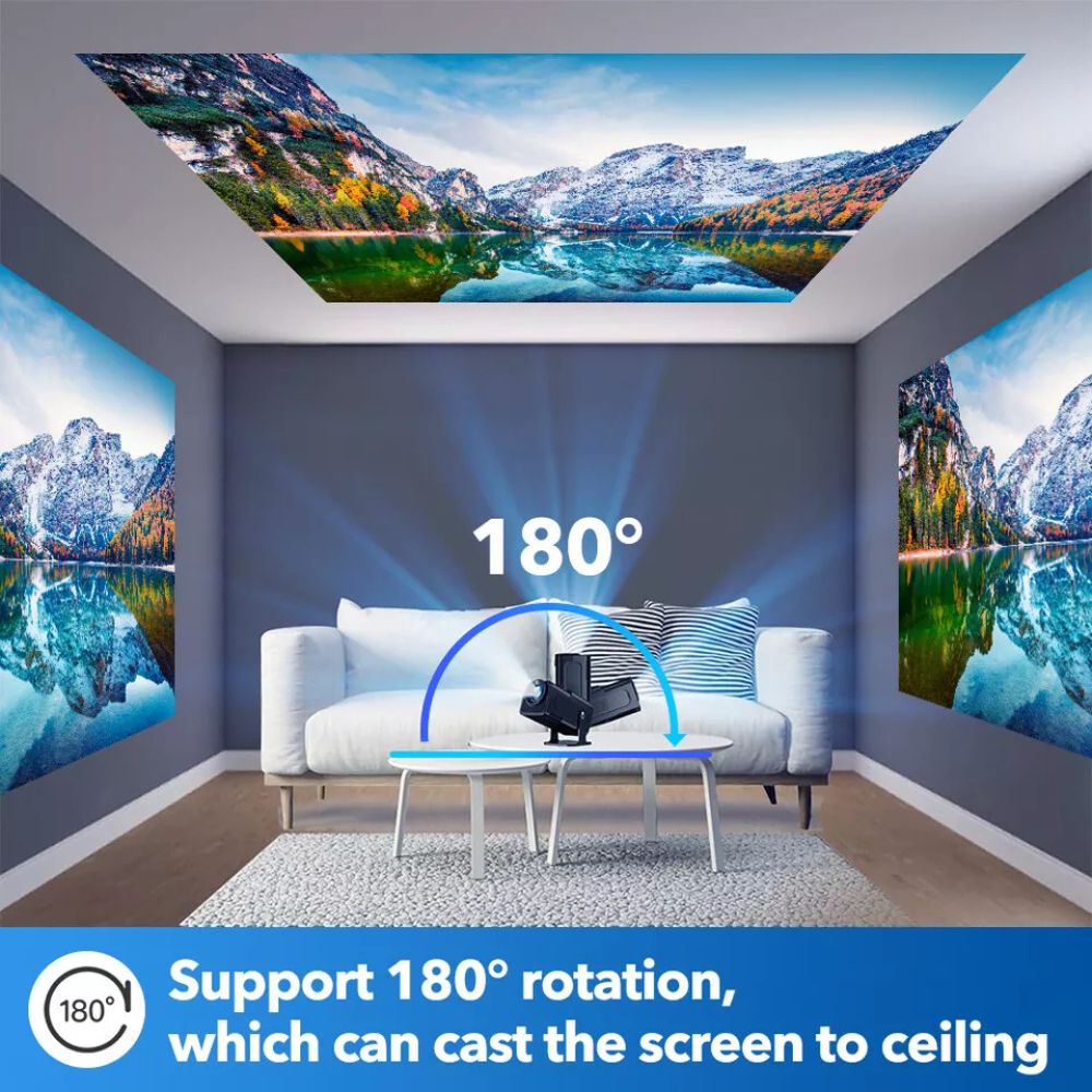 4K 1080P Smart Projector Mini Portable LED Wifi Bluetooth Android Home