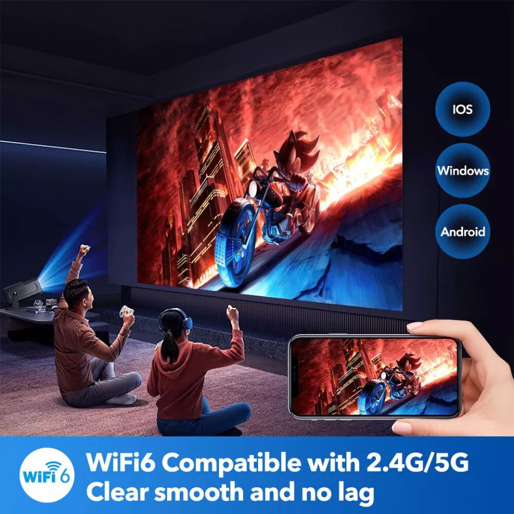 4K 1080P Smart Projector Mini Portable LED Wifi Bluetooth Android Home