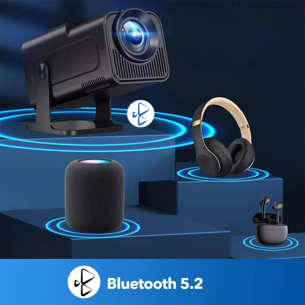 4K 1080P Smart Projector Mini Portable LED Wifi Bluetooth Android Home