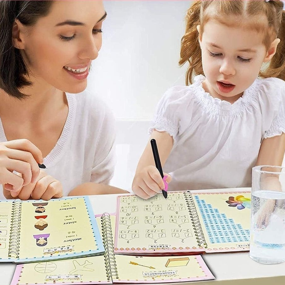 4 PACK - Kids Magic Handwriting Reusable Calligraphy Practice Copy Book