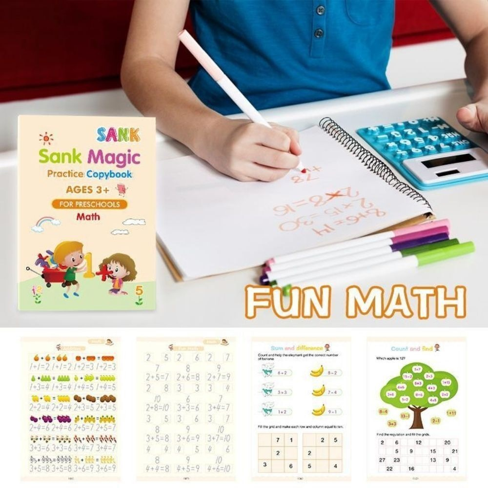 4 PACK - Kids Magic Handwriting Reusable Calligraphy Practice Copy Book