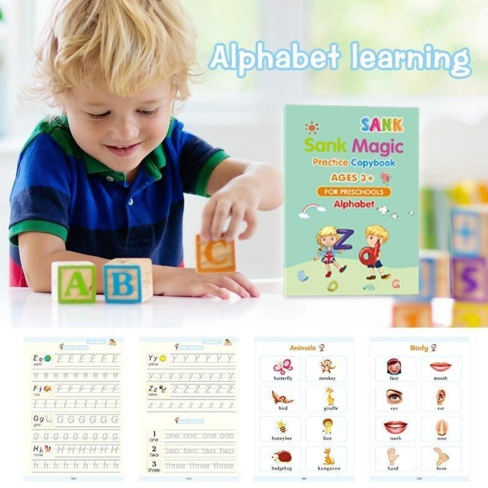 4 PACK - Kids Magic Handwriting Reusable Calligraphy Practice Copy Book