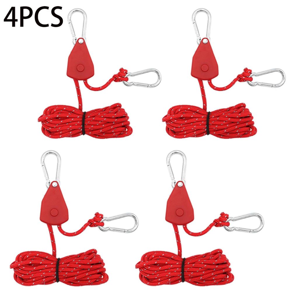 4X 4M Camping Ratchet Pulley Tent Guide Tensioner Tie Rope Adjustable Guy Line