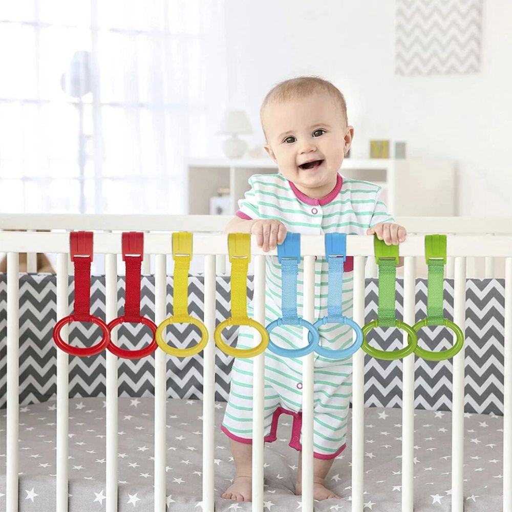 4pcs Baby Crib Pull Rings Walking Training Ring Security Baby Stand Up