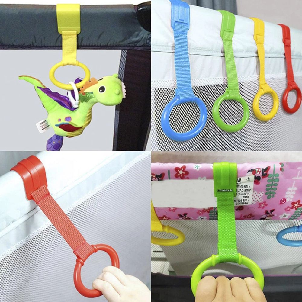 4pcs Baby Crib Pull Rings Walking Training Ring Security Baby Stand Up
